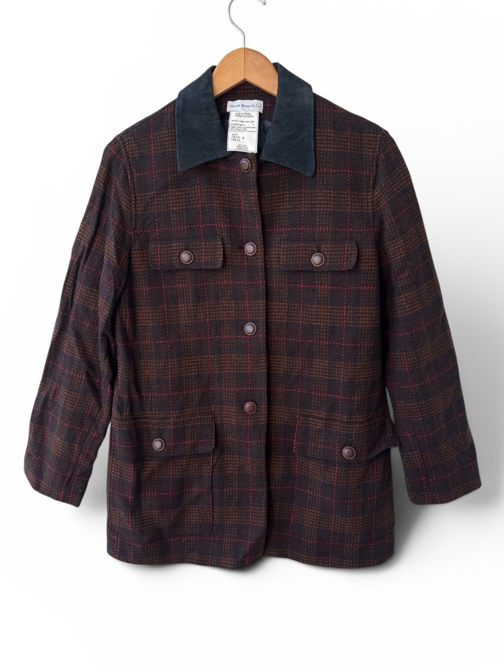 Harvé Benard Sport Wool Plaid Jacket Coat Women’s Size 8